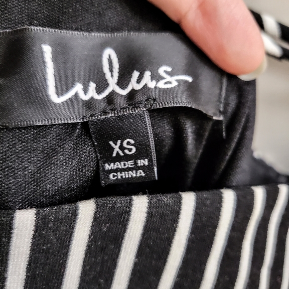 Lulu's black white striped bodycon dress XS - Picture 4 of 5